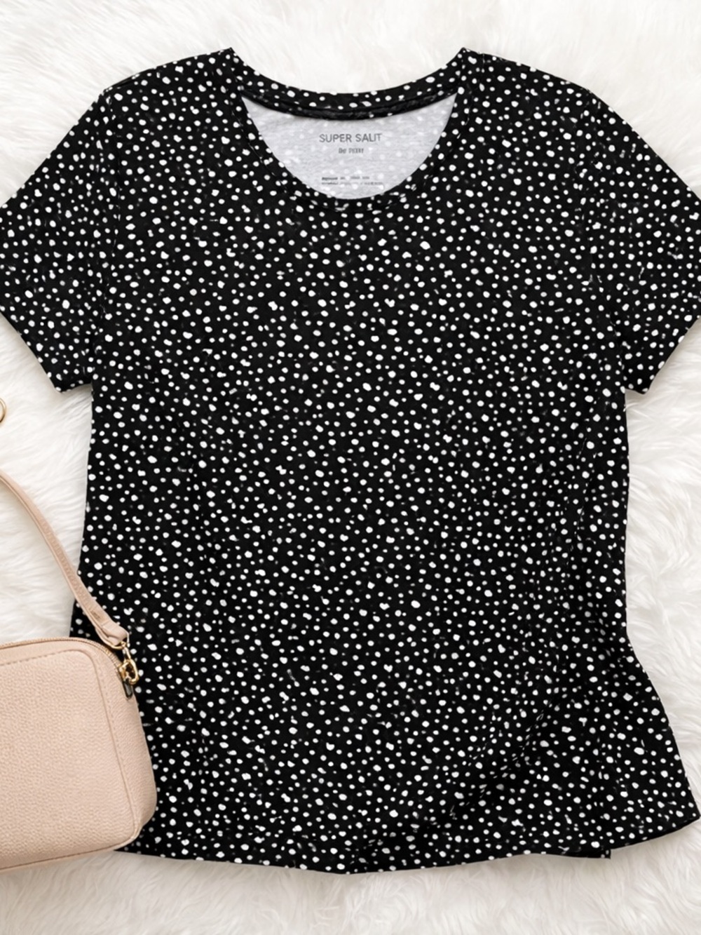torrid Black with White Polka Dot Short Sleeve Tee